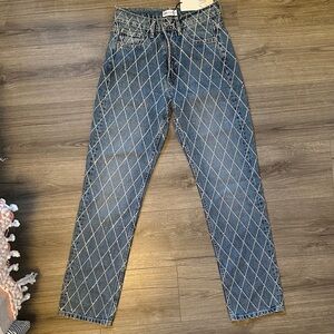 Zara Diamond Pattern Blue Jeans